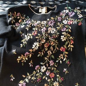 Vintage floral embroidered boho long sweater